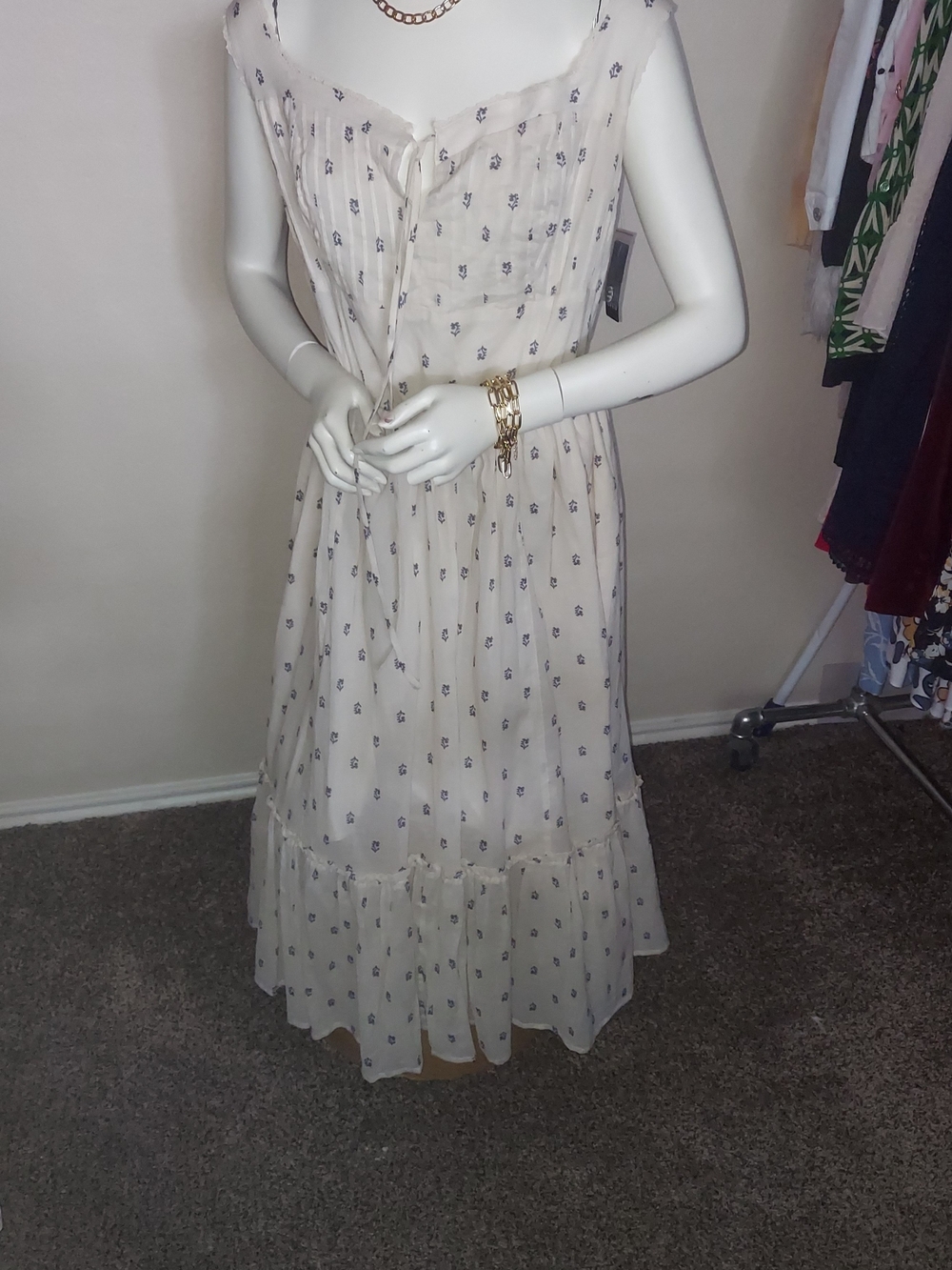 torrid Cream Floral Tie-Front Midi Dress - Picture 9 of 12